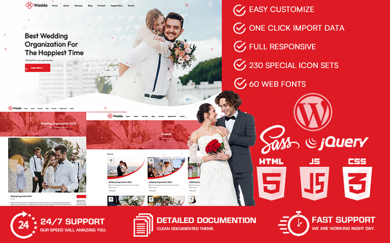 Wedda - Wedding Planner WordPress Theme.
