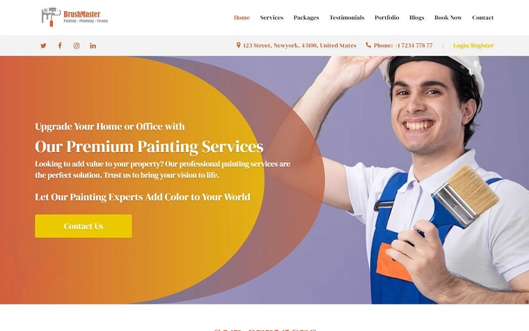 BrushMaster - Painters And Plasters Landing Page Template.