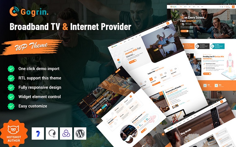 Gogrin - Broadband TV and Internet Provider WordPress Theme.