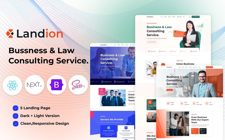 Landion - Bussness & Law Consulting Service React Next JS landing Template.