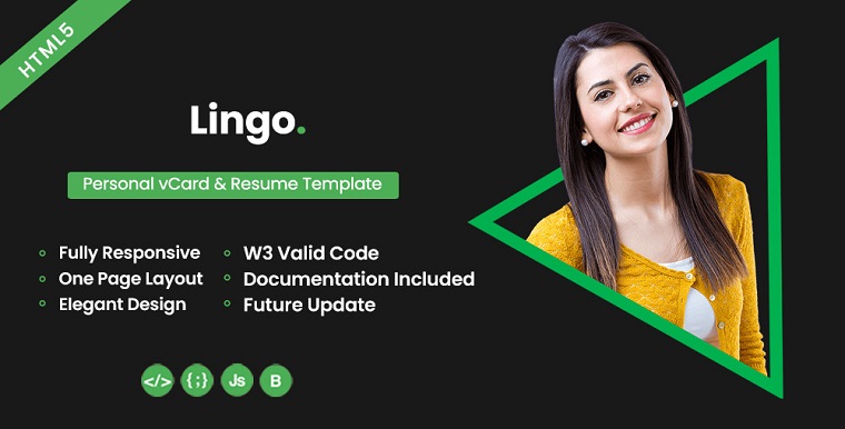 Lingo - Personal vCard and Resume Template.