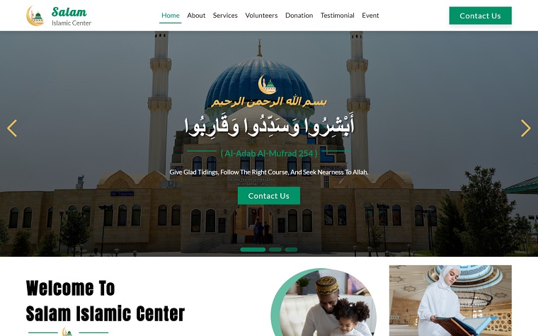 Salam - Islamic Center HTML5 Landing Page Template.