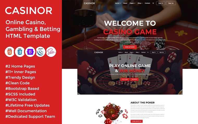 Casinor - Online Casino, Gambling & Betting HTML Template.