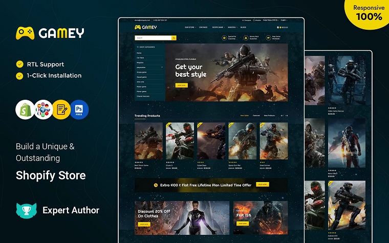 Gamey - Online Game Store Shopify OS2.0 Responsive Theme.