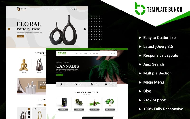 Swarm - Cannabis and Ceramic - Responsive Prestashop Theme for eCommerce Home
