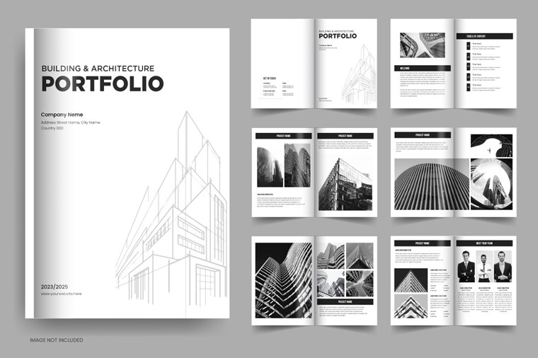 Architecture portfolio template and brochure layout.