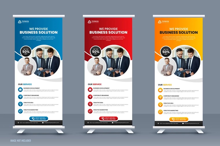 Corporate business roll up banner template design.