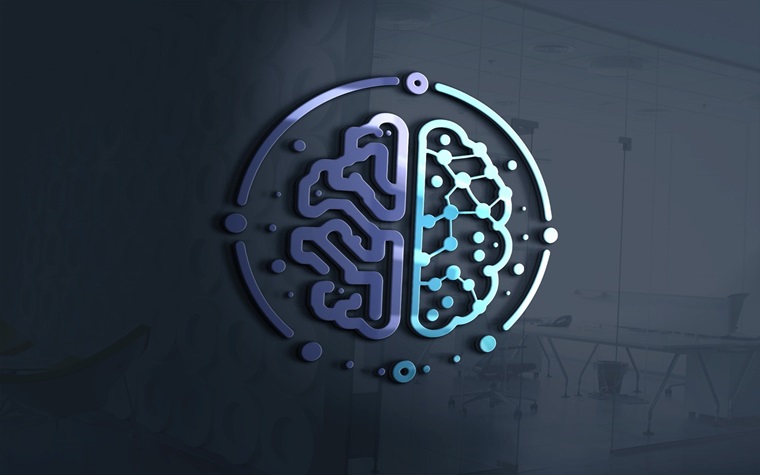 Digital Brain Ai Logo Template Vector.