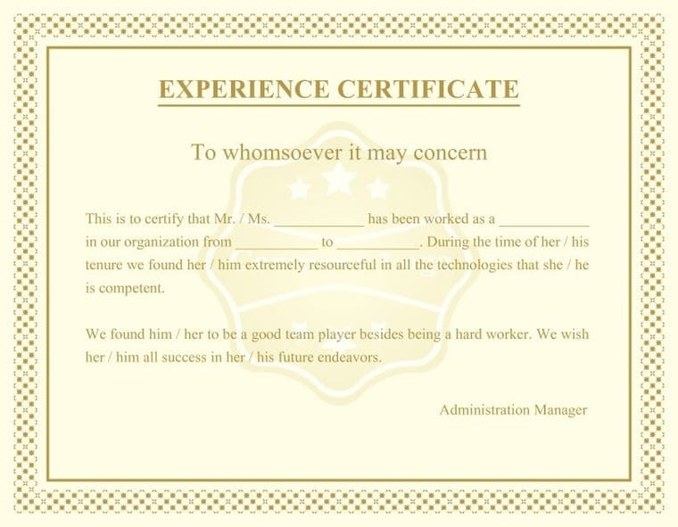 Experience Certificate Design.