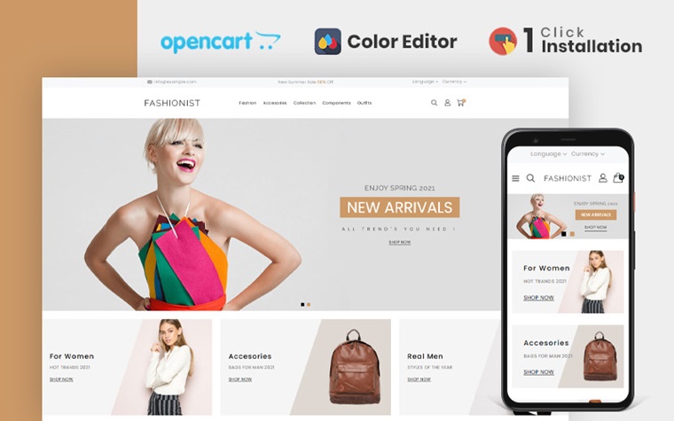 Fashionist Fashion Store OpenCart Template.