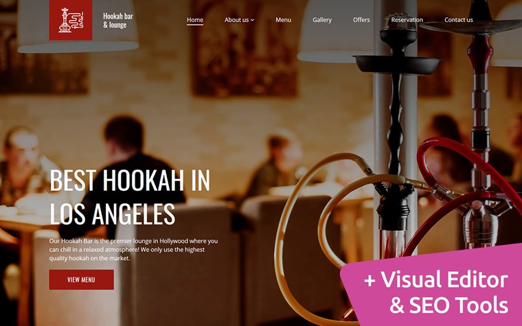 Hookah Bar & Lounge Moto CMS 3 Template.