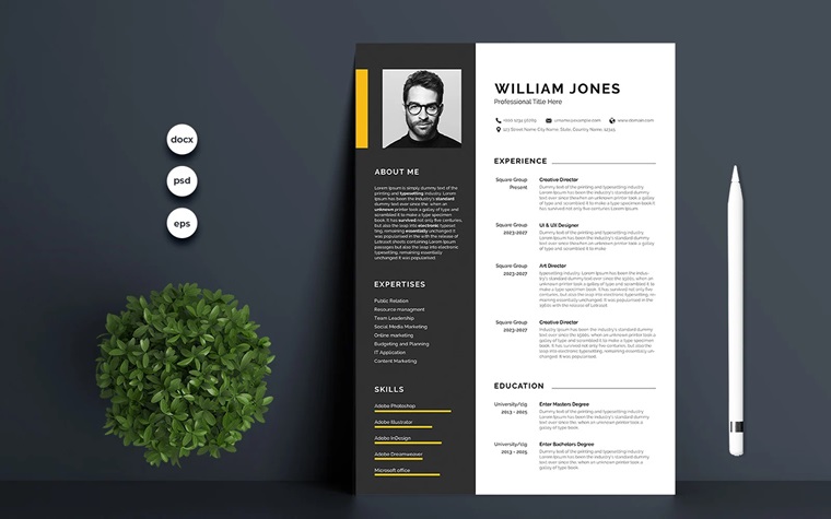 Jones Professional CV Resume Template.