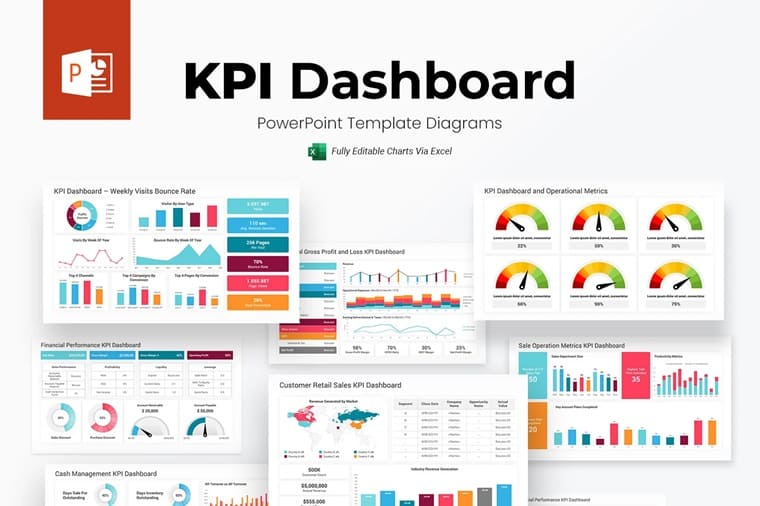 KPI Dashboard PowerPoint Template Diagrams.