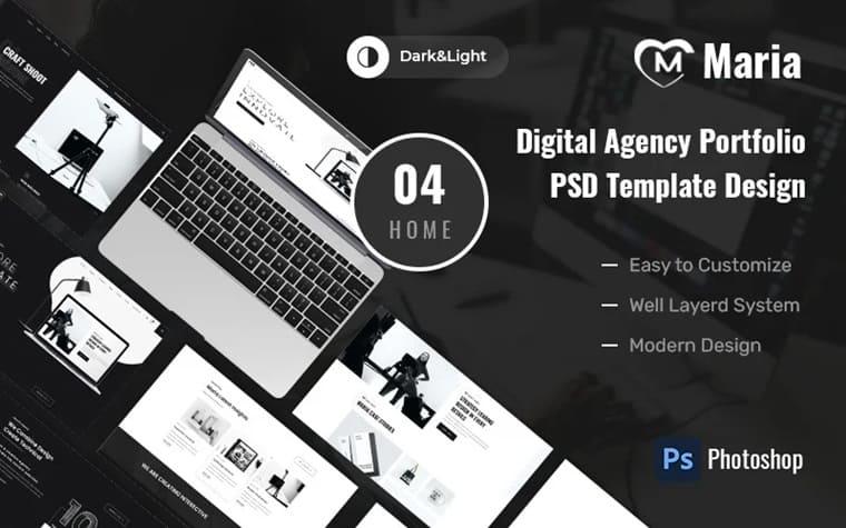 Maria - Minimal Portfolio & Multipurpose PSD Template.