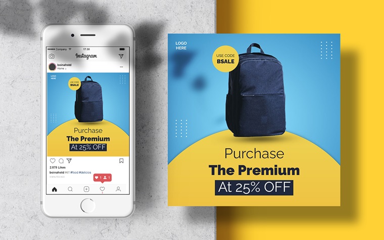 Men Bag Instagram Post Banner Social Media Template.