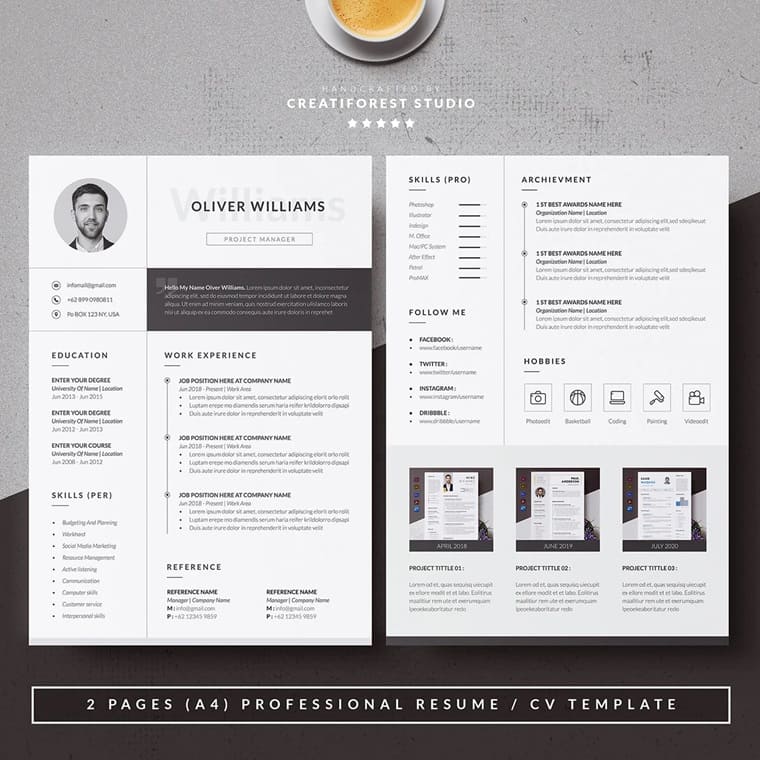 Monochrome CV Premium Resume Template.