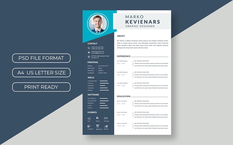 Professional Curriculum Vitae Resume Template.