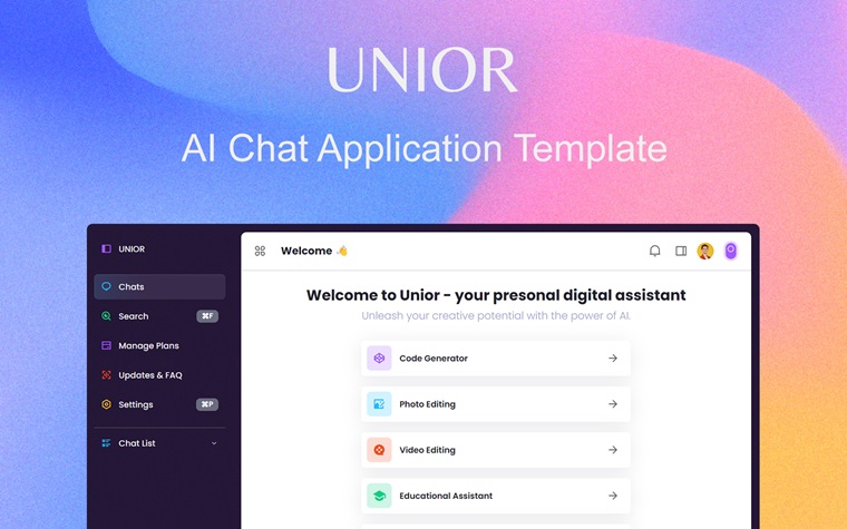 Unior - Bootstrap 5 HTML Application Template.