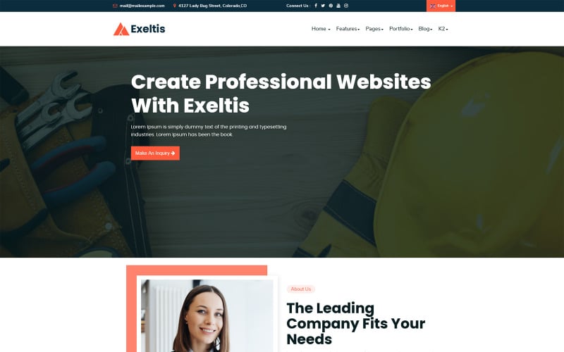Exeltis Free Joomla 3-4-5 Business Construction Template