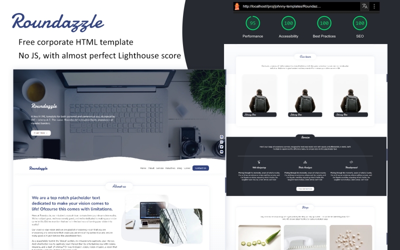 Roundazzle - Free corporate HTML template